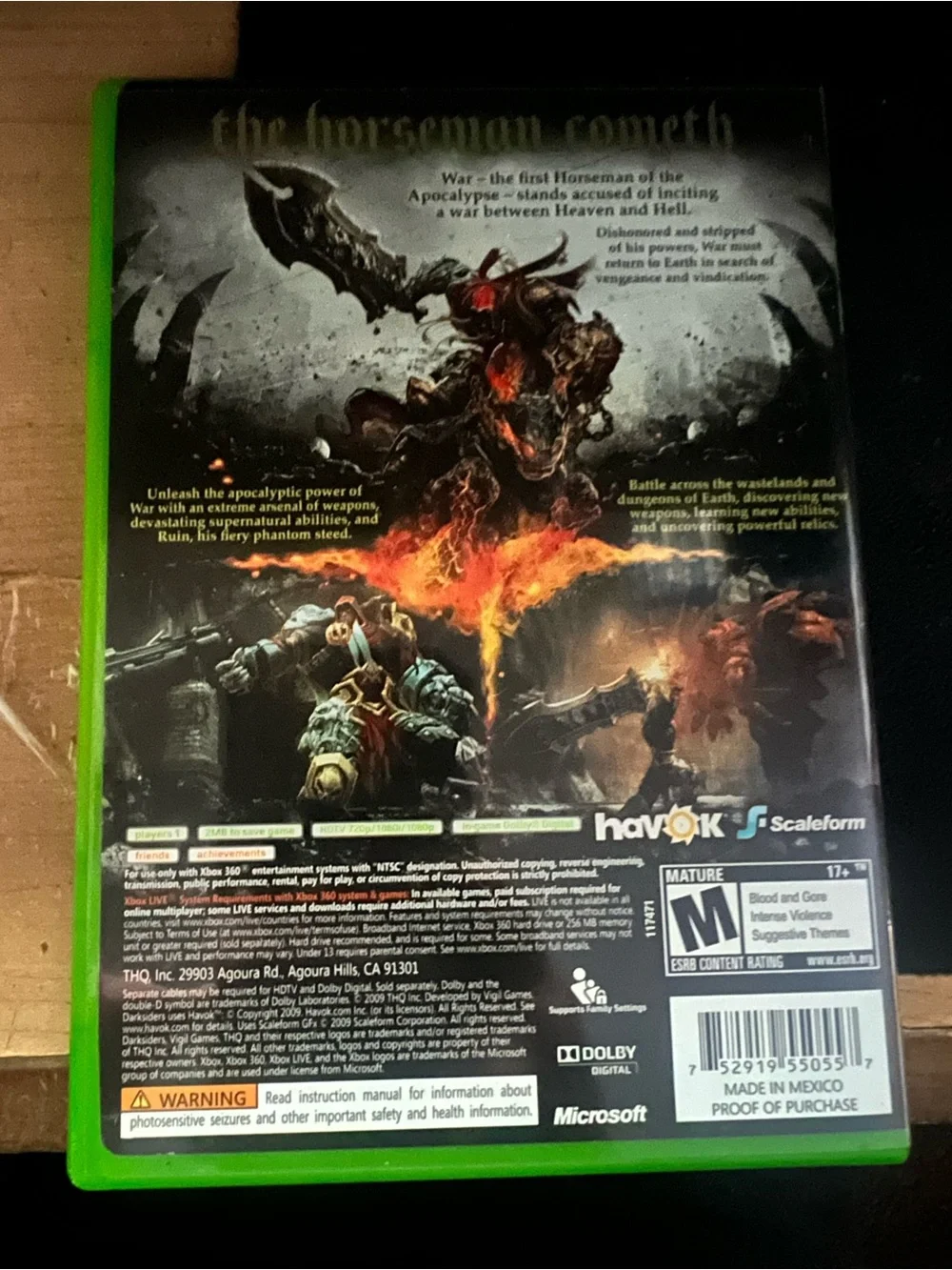 Darksiders ( Xbox 360) - Black/Green Case